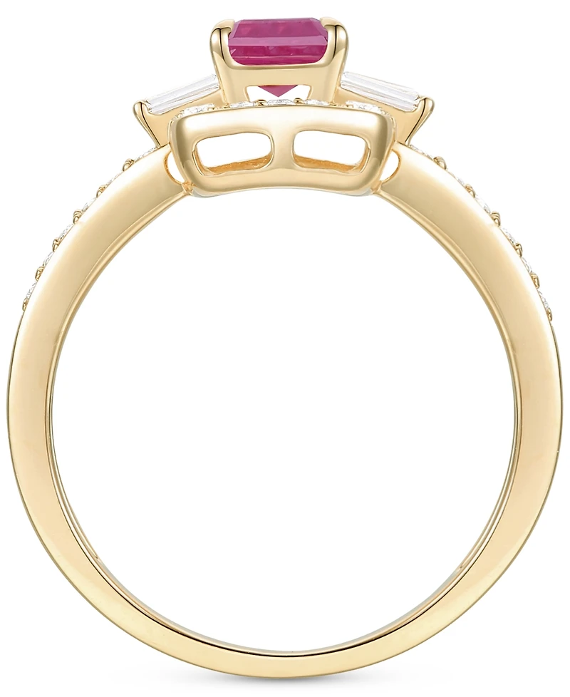 Ruby (1 ct. t.w.) & Diamond (3/8 ct. t.w.) Halo Link Ring in 10k Gold