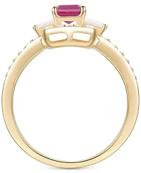 Ruby (1 ct. t.w.) & Diamond (3/8 ct. t.w.) Halo Link Ring in 10k Gold
