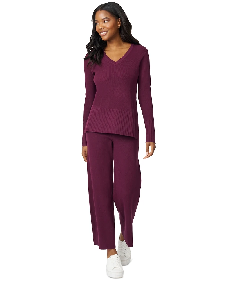 Melissa Paige Women's Ribbed-Knit V-Neck Tunic & Pant Sweater Set