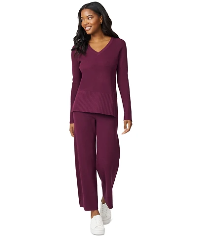 Melissa Paige Women's Ribbed-Knit V-Neck Tunic & Pant Sweater Set
