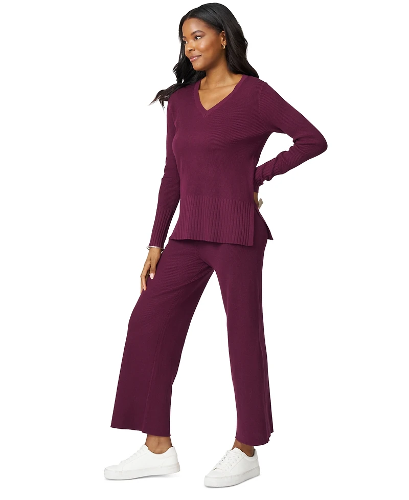Melissa Paige Women's Ribbed-Knit V-Neck Tunic & Pant Sweater Set
