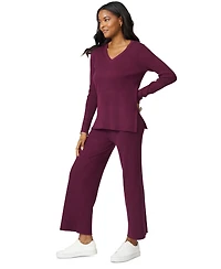 Melissa Paige Women's Ribbed-Knit V-Neck Tunic & Pant Sweater Set