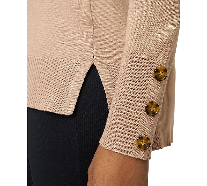 Melissa Paige Women's Button-Cuff Lightweight Tunic Sweater