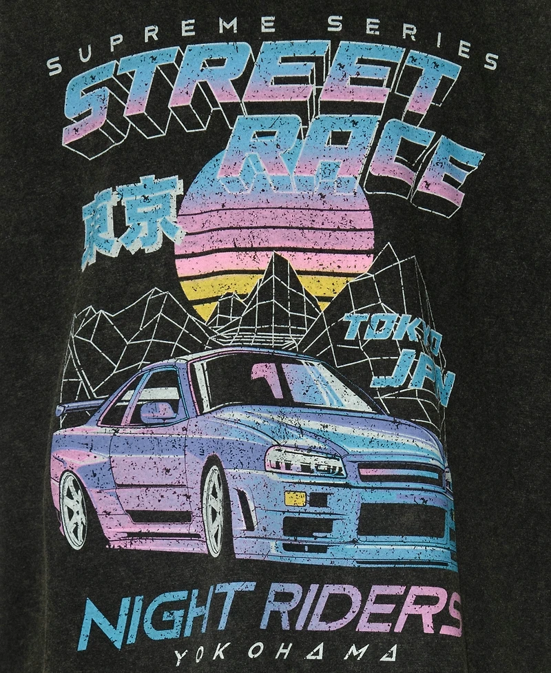 Univibe Big Boys Night Rider Distressed Print Short Sleeve T-Shirt