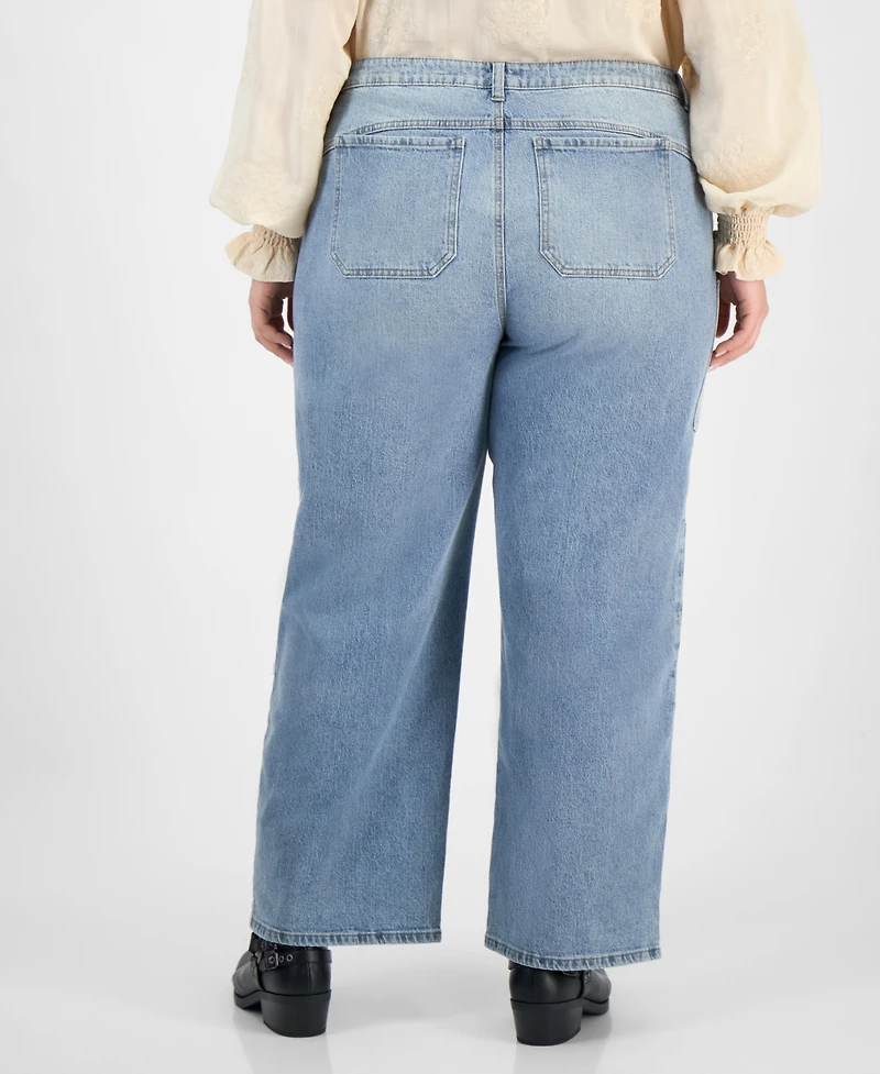 And Now This Trendy Plus Patchwork High Rise Wide Leg Jeans, Macy's Exclusive