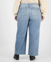 And Now This Trendy Plus Patchwork High Rise Wide Leg Jeans, Macy's Exclusive