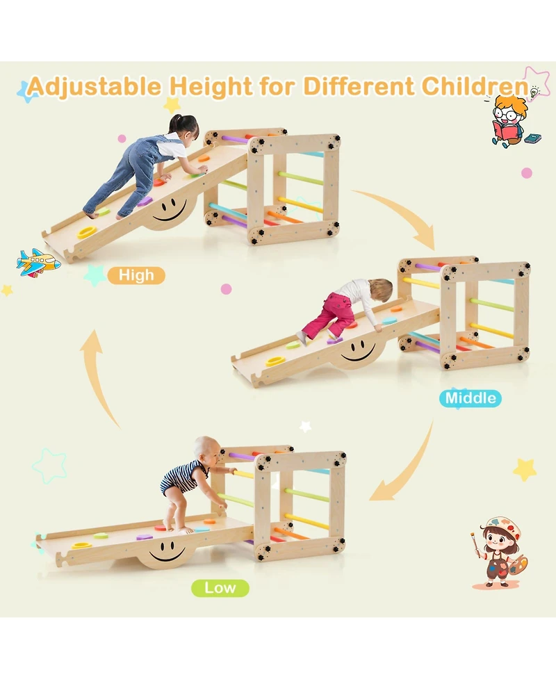 Mecale Climbing Triangle Ladder Toy Indoor Jungle Gym with Reversible Ramp