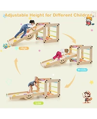 Mecale Climbing Triangle Ladder Toy Indoor Jungle Gym with Reversible Ramp