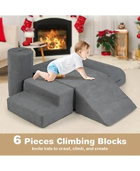 Mecale 6-Piece Baby Climbing Blocks with 30D High-Density Foam and Carrying Handles