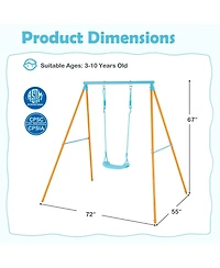 Outdoor Heavy Duty Metal Toddler Swing Set with Stand