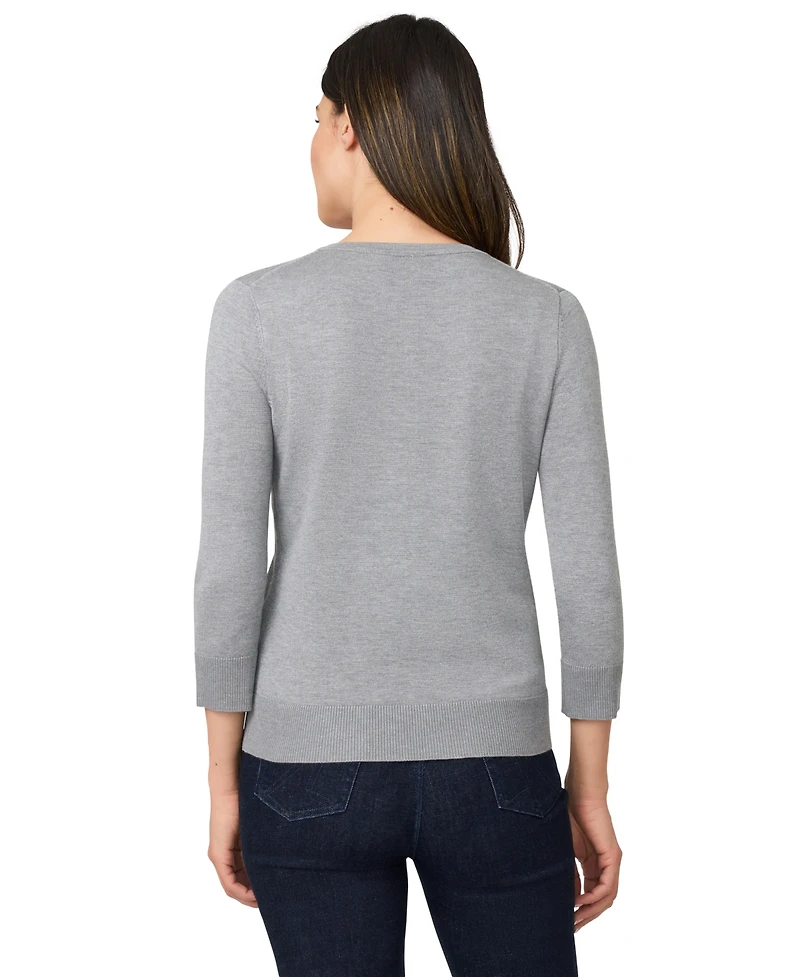 Melissa Paige Women's Crewneck Button-Front Cardigan