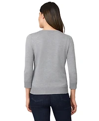Melissa Paige Women's Crewneck Button-Front Cardigan