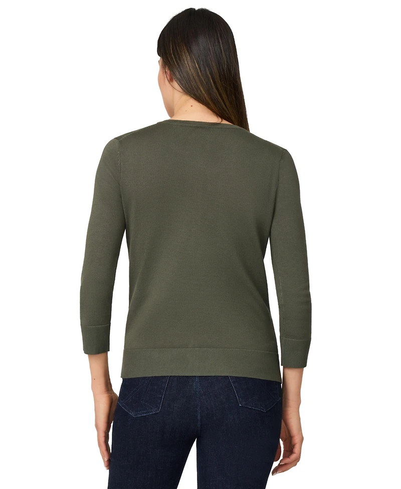 Melissa Paige Women's Crewneck Button-Front Cardigan