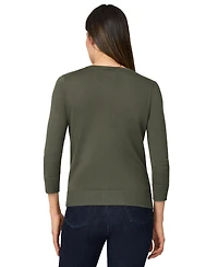 Melissa Paige Women's Crewneck Button-Front Cardigan