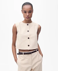 Mango Women's Buttons Cotton Crop Top