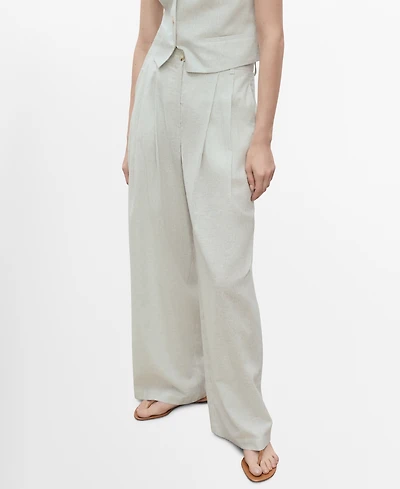 Mango Women's Straight-Fit Linen-Blend Suit Pants