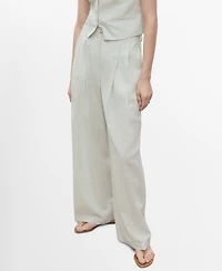Mango Women's Straight-Fit Linen-Blend Suit Pants