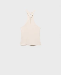 Mango Women's Knot Detail Halter-Neck Top