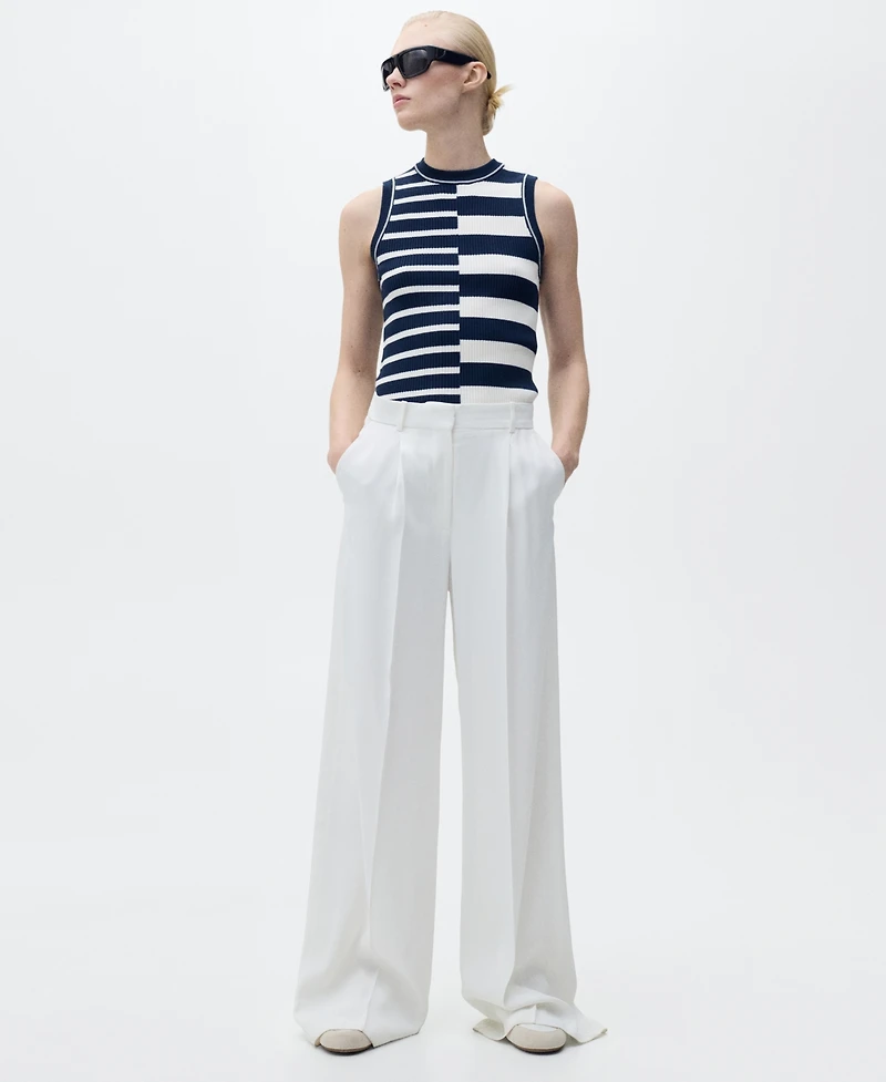 Mango Women's Striped Knit Top