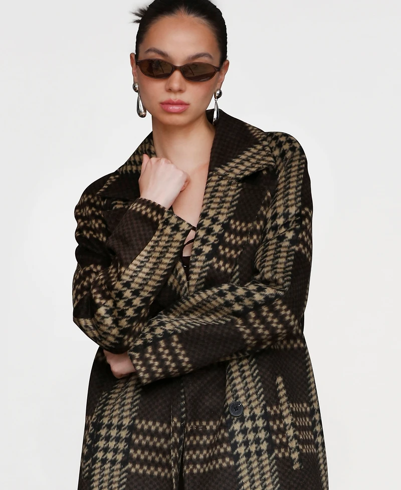 Avec Les Filles Women's Single-Breasted Plaid Coat