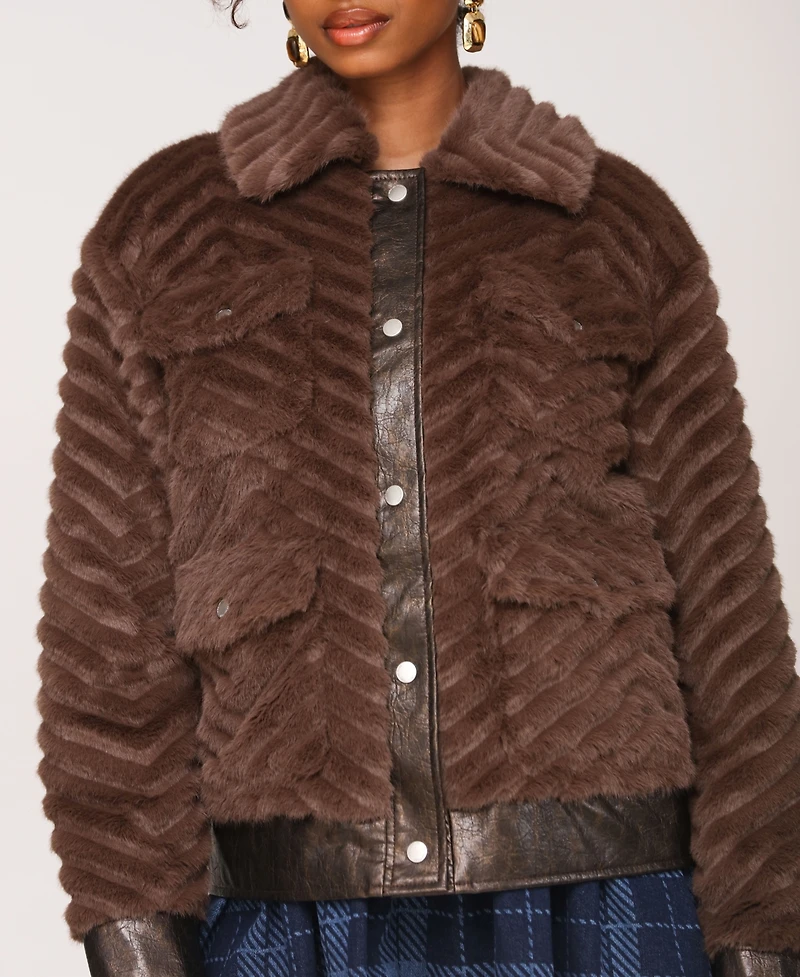 Avec Les Filles Women's Faux-Fur Bomber Jacket
