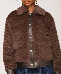 Avec Les Filles Women's Faux-Fur Bomber Jacket