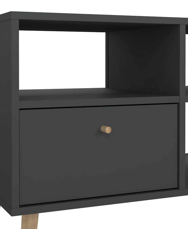 Tvilum 23.94" Wood 2 Drawer and 4 Shelf Tv Stand