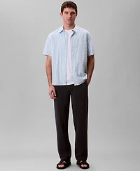 Calvin Klein Men's Cotton Striped Textured Short-Sleeve Shirt