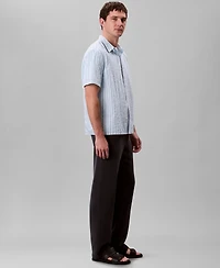 Calvin Klein Men's Cotton Striped Textured Short-Sleeve Shirt