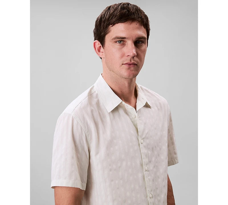 Calvin Klein Men's Cotton Striped Textured Short-Sleeve Shirt