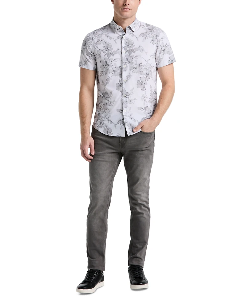 Perry Ellis Men's Slim-Fit Stretch Floral Button-Down Shirt