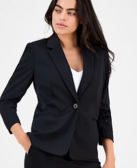 Ak Anne Klein Petite Notch-Collar Ruched-Sleeve Blazer