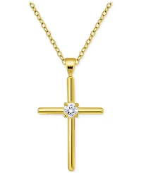 Giani Bernini Cubic Zirconia Cross Pendant Necklace (3/8 ct. t.w.) Sterling Silver, 16" + 2" extender