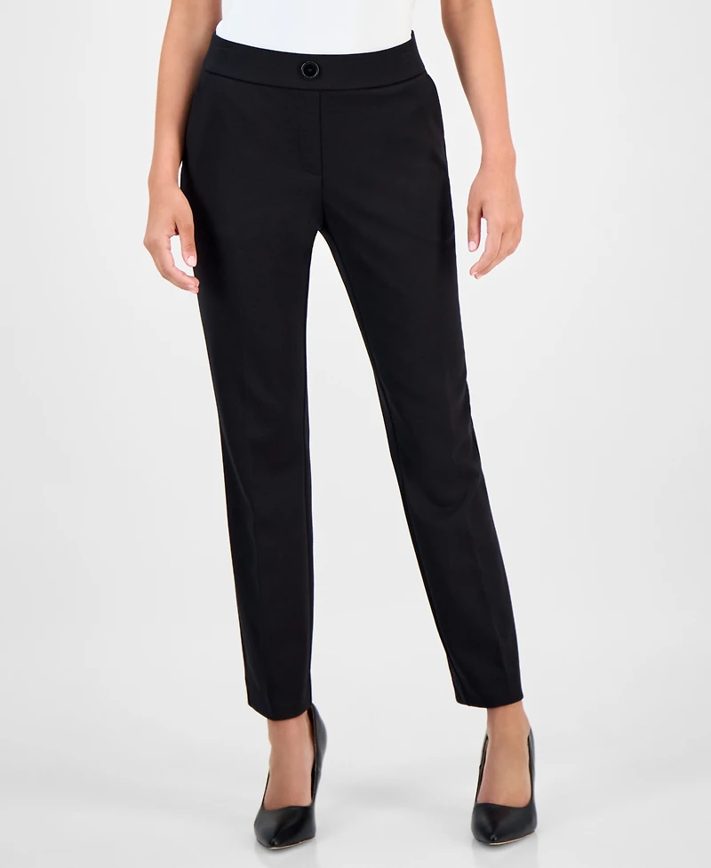 Ak Anne Klein Petite Mid-Rise Straight-Leg Pants