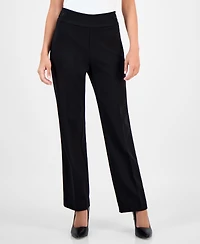 Ak Anne Klein Petite Mid-Rise Side-Tab Straight-Leg Pants