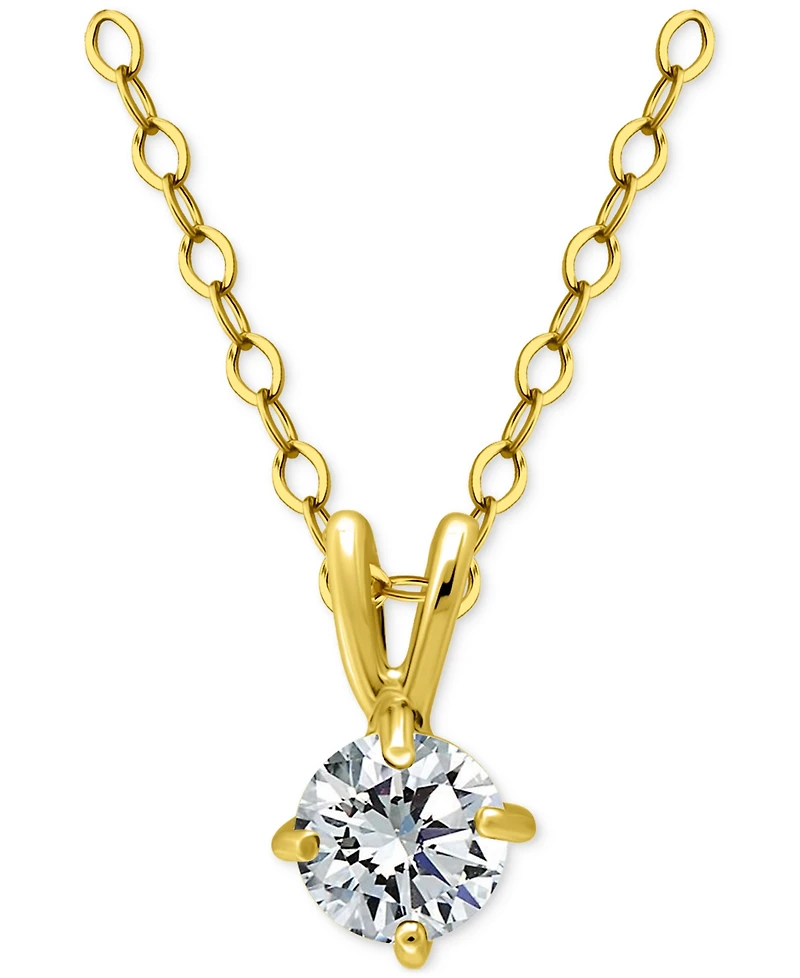 Giani Bernini Cubic Zirconia Solitaire Pendant Necklace 18k Gold over Sterling Silver, 16" + 2" extender, Exclusively at Macy's