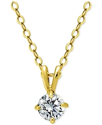 Giani Bernini Cubic Zirconia Solitaire Pendant Necklace 18k Gold over Sterling Silver, 16" + 2" extender, Exclusively at Macy's