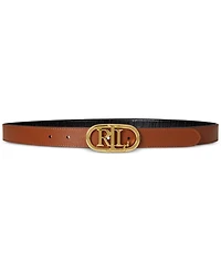 Lauren Ralph Lauren Logo Reversible Embossed Leather Skinny Belt