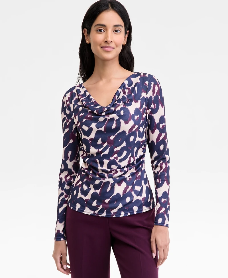 Tahari Asl Cowl-Neck Draped-Waist Top, Regular & Petite