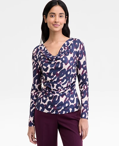 Tahari Asl Cowl-Neck Draped-Waist Top, Regular & Petite