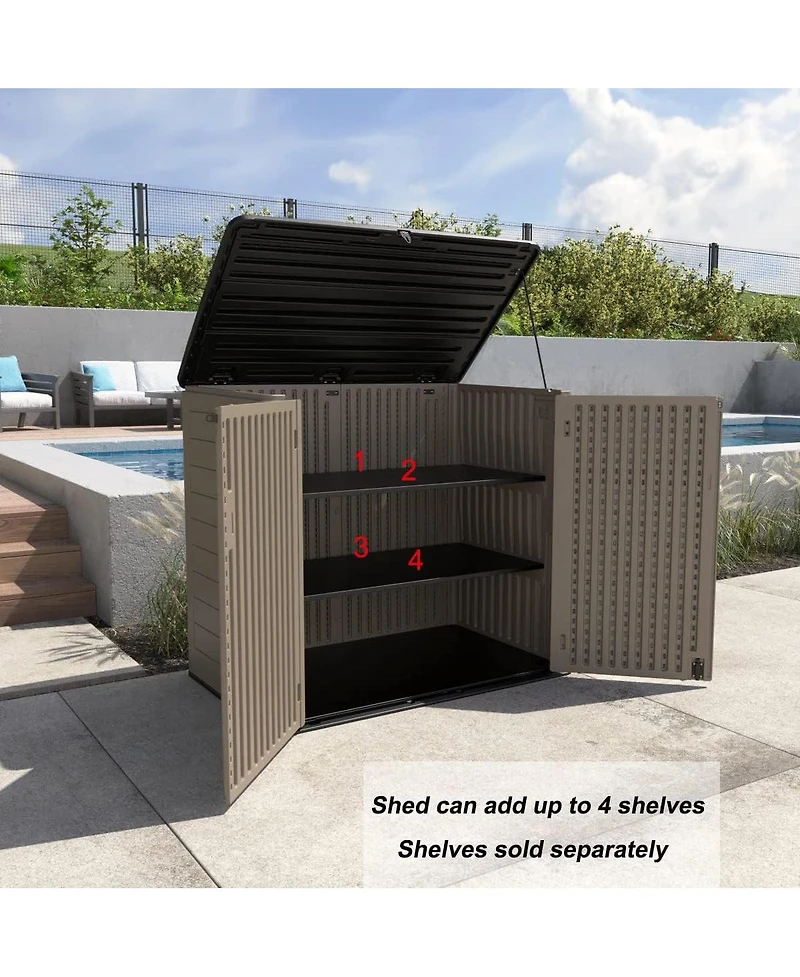 Mondawe 34.3"D x 53.2"W 47.1"H Resin Outdoor Storage Shed with Reinforced Floor