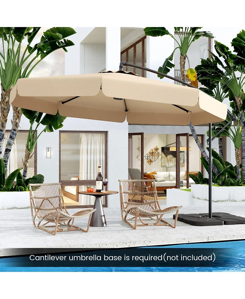 Gymax 10FT Offset Hanging Umbrella Patio Cantilever w/ Easy Tilt Adjustment