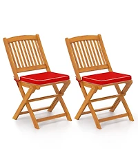 Gouun Outdoor Folding Chairs with Seat Cushions Set of 2