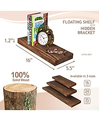 Sorbus 2 Pack 16" Solid Wood Floating Shelves - for Bathroom Decor, Books, Bedroom & Living Room
