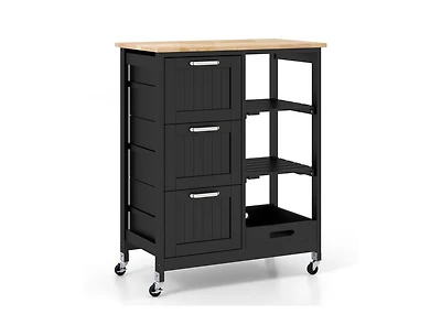 Rolling Kitchen Island Utility Storage Cart with 3 Large Drawers