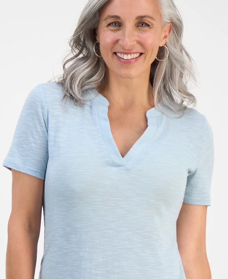 Style & Co Petite Spread-Collar Short-Sleeve Dress, Exclusively at Macy's