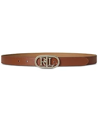 Lauren Ralph Oval-Logo Reversible Leather Skinny Belt