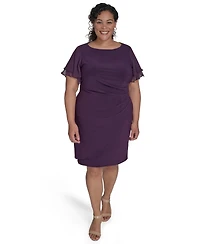 Jessica Howard Plus Flutter-Sleeve Shirred Dress