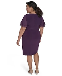 Jessica Howard Plus Flutter-Sleeve Shirred Dress