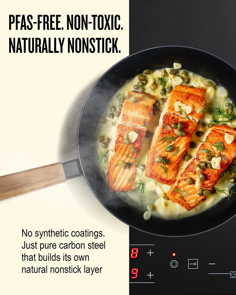 Alva Forest 4pc Carbon Steel Frying Pan & Wok Set